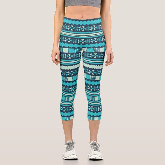 Ethnic Moasic Aztec Capri Leggings (Vorderseite)