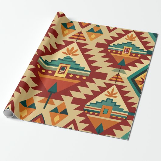 Ethnic Motifs Retro Custom Muster Geschenkpapier (Ungerollt)