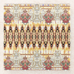 Ethnic Mughal: Blumenmuster Glasuntersetzer