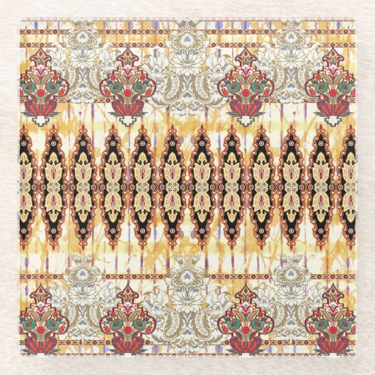 Ethnic Mughal: Blumenmuster Glasuntersetzer (Vorderseite)