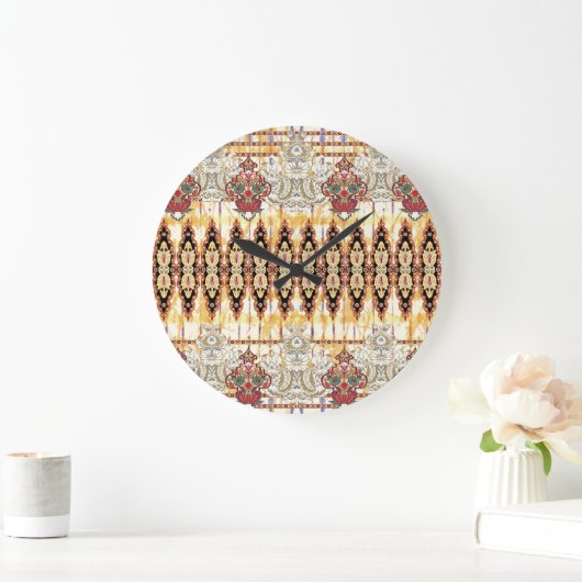 Ethnic Mughal: Blumenmuster Große Wanduhr (Zuhause)