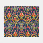 Ethnic Mughal Floral: Blaues nahtloses Muster Fleecedecke (Vorderseite (Horizontal))