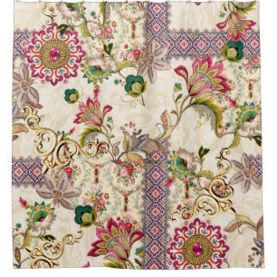 Ethnic Mughal Floral Paisley Duschvorhang