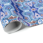 Ethnic Muster blaue und lila Geschenkverpackung Geschenkpapier (Rolleneckpunkt)