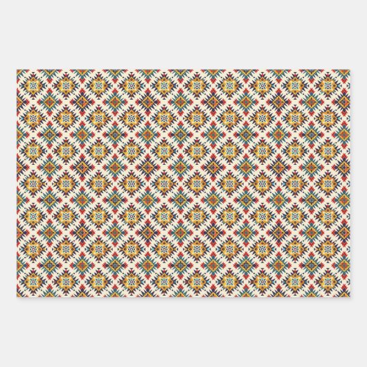 Ethnic Navajo Tribal Geometric Seamless Pattern Geschenkpapier Set (Vorderseite 3)