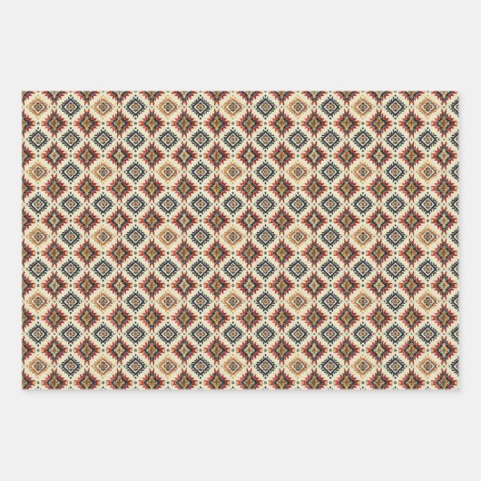 Ethnic Navajo Tribal Geometric Seamless Pattern Geschenkpapier Set (Vorderseite)