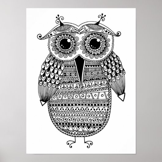 Ethnic Owl Ink Zeichne 2 Poster (Vorne)