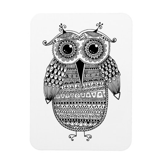 Ethnic Owl Ink Zeichnend Magnet (Vertikal)