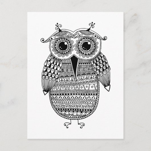 Ethnic Owl Ink Zeichnend Postkarte (Vorderseite)