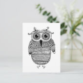Ethnic Owl Ink Zeichnend Postkarte (Stehend Vorderseite)