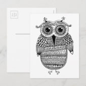 Ethnic Owl Ink Zeichnend Postkarte (Vorne/Hinten)