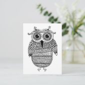 Ethnic Owl Ink Zeichnend Postkarte (Stehend Vorderseite)