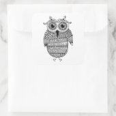 Ethnic Owl Ink Zeichnend Quadratischer Aufkleber (Tasche)