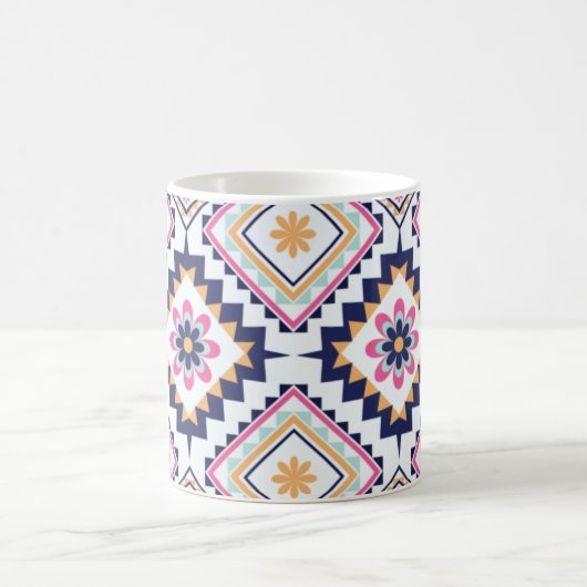 Ethnic Paisley Ornate Floral Tile Pattern Kaffeetasse (Mittel)