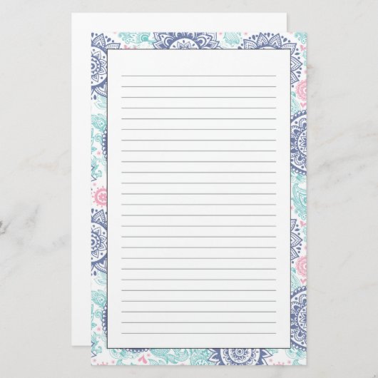 Ethnic Paisley Pattern Briefpapier (Vorne/Hinten)