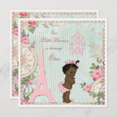 Ethnic Paris Princess Shabby Chic 1. Geburtstag Einladung (Vorne/Hinten)