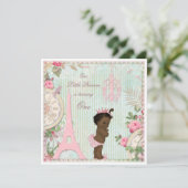 Ethnic Paris Princess Shabby Chic 1. Geburtstag Einladung (Stehend Vorderseite)