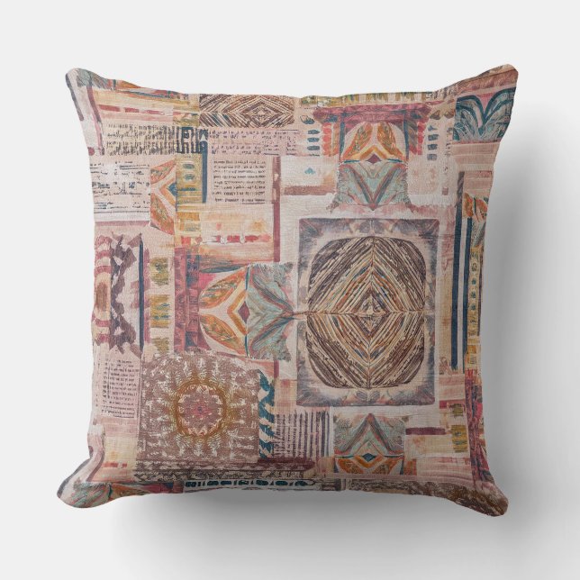 Ethnic Patchwork Abstrakt Pillow Kissen (Vorderseite)