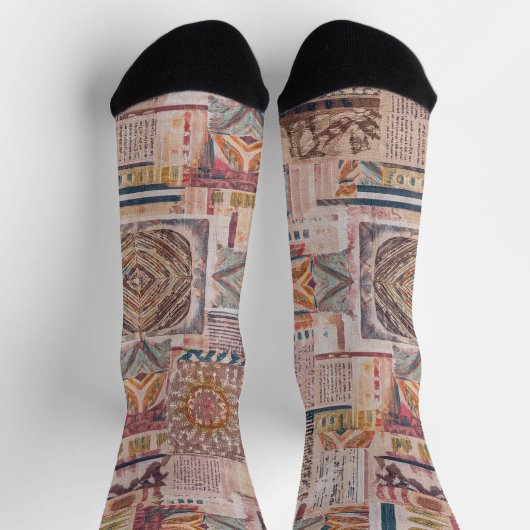 Ethnic Patchwork Abstrakte Crew Socken (Oben)
