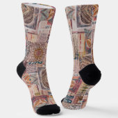 Ethnic Patchwork Abstrakte Crew Socken (Gewinkelt)