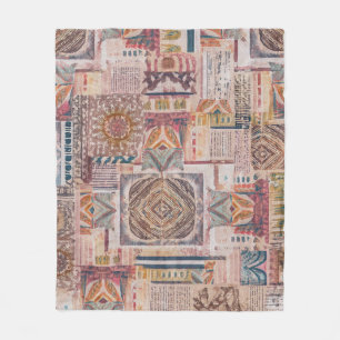 Ethnic Patchwork Throw Blanket Fleecedecke