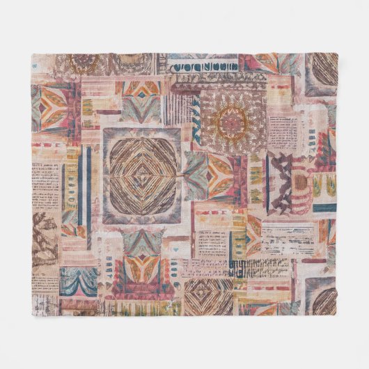 Ethnic Patchwork Throw Blanket Fleecedecke (Vorderseite (Horizontal))