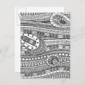 Ethnic Pattern Doodle Postkarte (Vorne/Hinten)