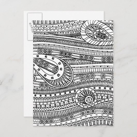Ethnic Pattern Doodle Postkarte (Vorne/Hinten)