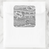 Ethnic Pattern Doodle Quadratischer Aufkleber (Tasche)