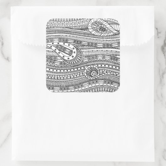 Ethnic Pattern Doodle Quadratischer Aufkleber (Tasche)