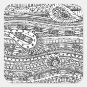 Ethnic Pattern Doodle Quadratischer Aufkleber (Vorderseite)