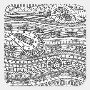 Ethnic Pattern Doodle Quadratischer Aufkleber