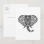 Ethnic Pattern Elephant Postkarte (Vorne/Hinten)