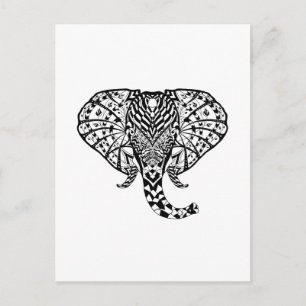Ethnic Pattern Elephant Postkarte