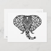Ethnic Pattern Elephant Postkarte (Vorne/Hinten)