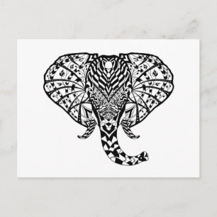 Ethnic Pattern Elephant Postkarte