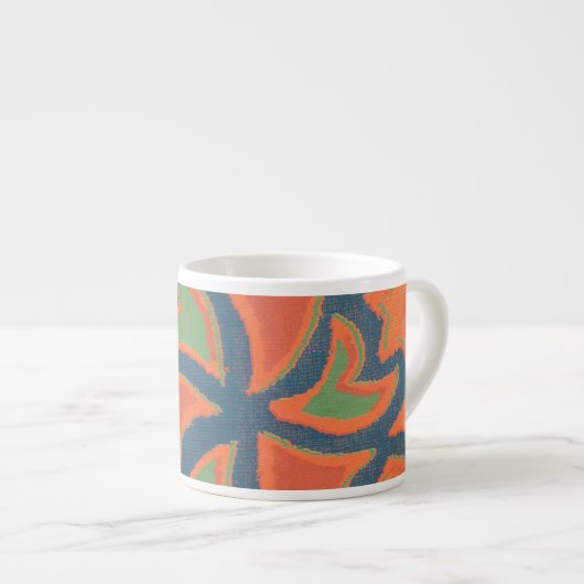 Ethnic Pattern Espresso Tasse, Orange, Dunkelblau Espressotasse (Vorderseite Rechts)