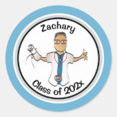 Ethnic Physician Doctor PA Funny Blue Abschluss Runder Aufkleber (Vorderseite)