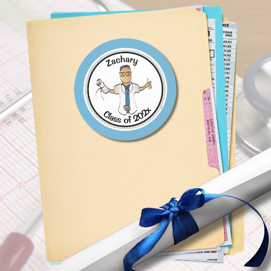 Ethnic Physician Doctor PA Funny Blue Abschluss Runder Aufkleber