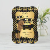 Ethnic Prince Baby Dusche Black Gold Polka Dot Einladung (Stehend Vorderseite)