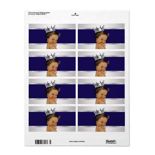 Ethnic Prince Baby Dusche Wasser Flasche Etikett (Vorne)