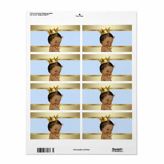 Ethnic Prince Boy Baby Dusche Wasserflasche Etiket (Vorne)