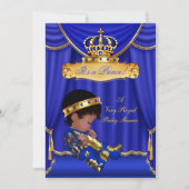 Ethnic Prince Boy Baby Shower Royal Blue Drapes Einladung (Vorderseite)