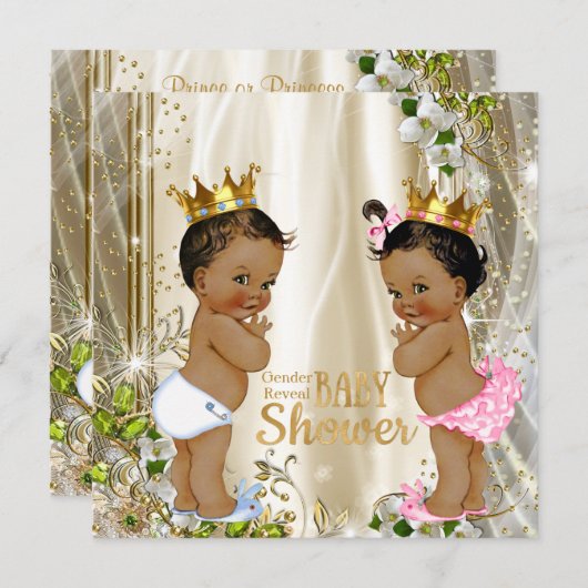 Ethnic Prince Gender Reveal Baby Dusche Einladung (Vorne/Hinten)