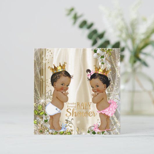 Ethnic Prince Gender Reveal Baby Dusche Einladung (Stehend Vorderseite)