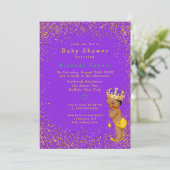 Ethnic Prince Lila und Gold Boy Baby Dusche Einladung (Stehend Vorderseite)