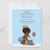 Ethnic Prince on Phone Save the Date Gray Blue Magneteinladung (Vorderseite)