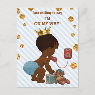Ethnic Prince on Phone Stripes Dots Babydusche Einladung