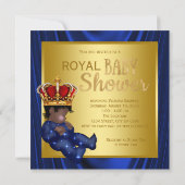 Ethnic Prince Royal Blue Crown Baby Dusche Einladung (Rückseite)