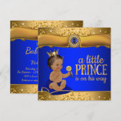 Ethnic Prince Royal Blue Gold Prince Baby Dusche Einladung (Vorne/Hinten)